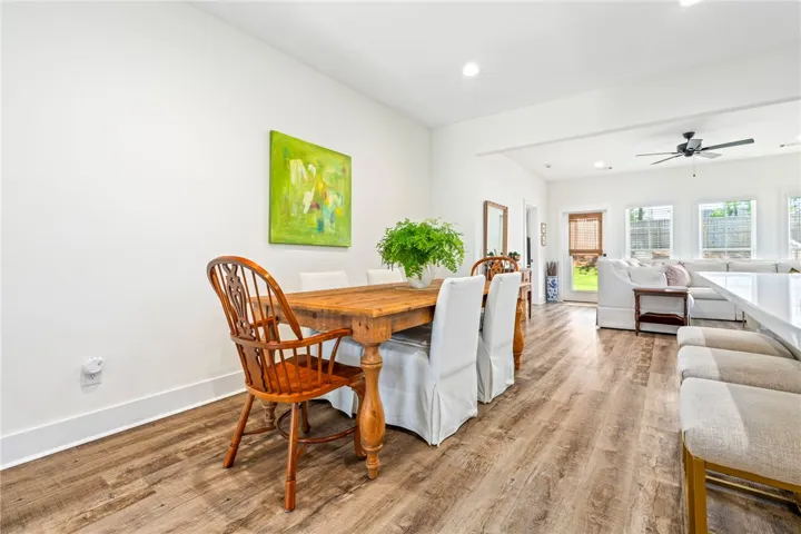 Dining area allows for a spacious table