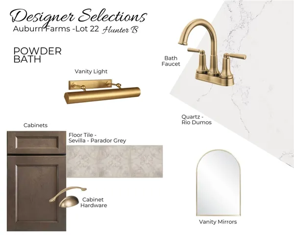 Auburn Farms Lot 22 Powder Bath Selections - All plans, pricing and specifications are subject to change without notice.