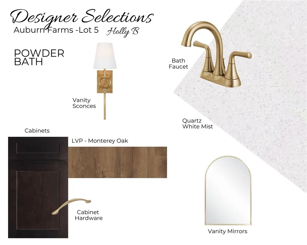 Auburn Farms Lot 5 Powder Bath Selections - All plans, pricing and specifications are subject to change without notice.
