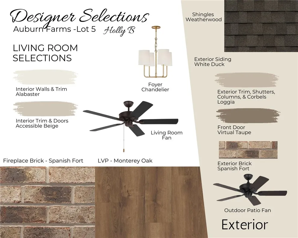 Auburn Farms Lot 5 Exterior & Kitchen Selections - All plans, pricing and specifications are subject to change without notice.