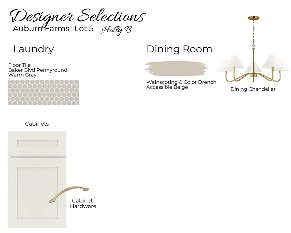 Auburn Farms Lot 5 Dining Room & Laundry Selections - All plans, pricing and specifications are subject to change without notice.