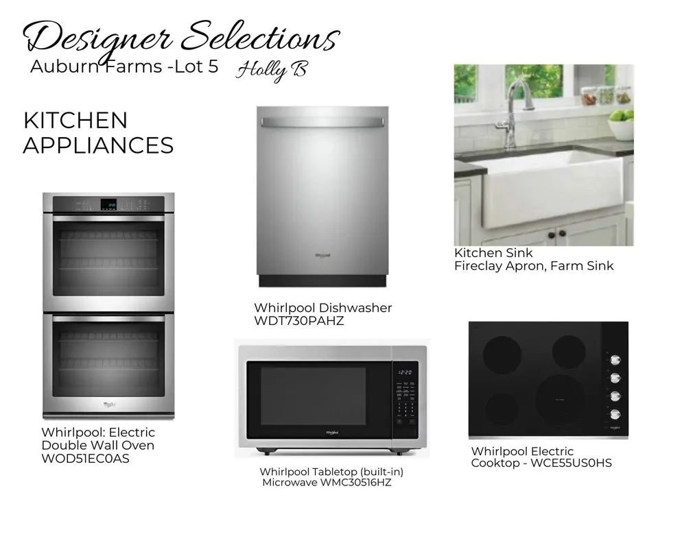 Auburn Farms Lot 5 Appliance Selections - All plans, pricing and specifications are subject to change without notice.