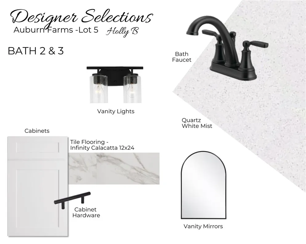 Auburn Farms Lot 5 Guest Bathroom Selections - All plans, pricing and specifications are subject to change without notice.