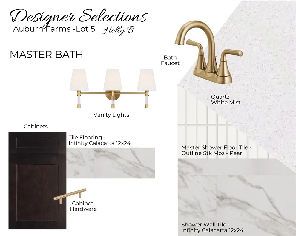 Auburn Farms Lot 5 Primary Bathroom Selections - All plans, pricing and specifications are subject to change without notice.