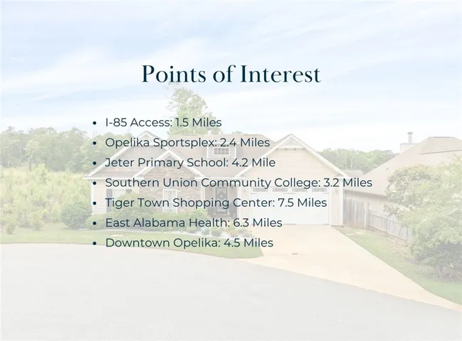Conveniently located to interstate access and all that Opelika has to offer!