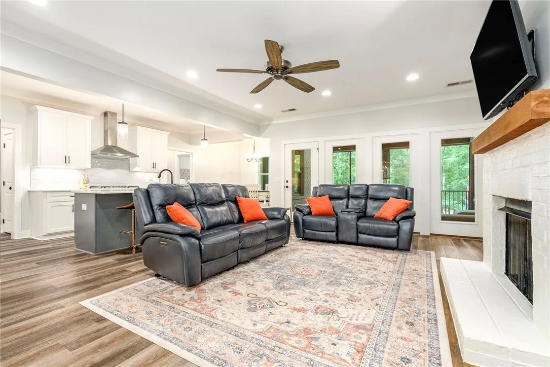 An open-concept great room and kitchen offer abundant living and entertaining space.