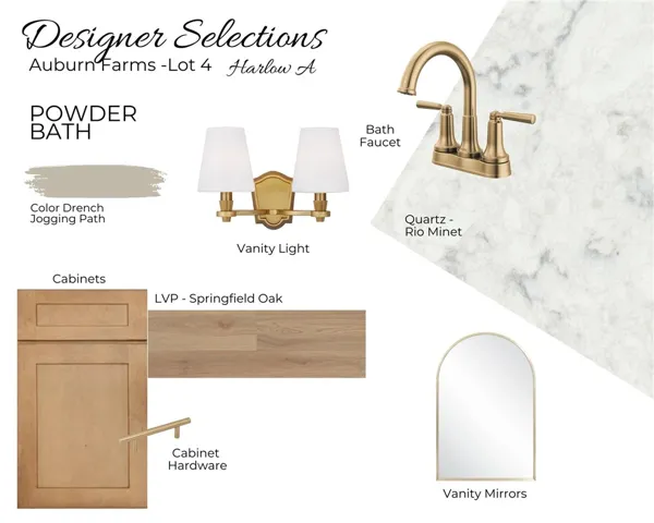Auburn Farms Lot 4 - Powder Bath Selections - All plans, pricing and specifications are subject to change without notice.