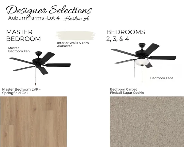 Auburn Farms Lot 4 - Primary/Bedroom Selections - All plans, pricing and specifications are subject to change without notice.