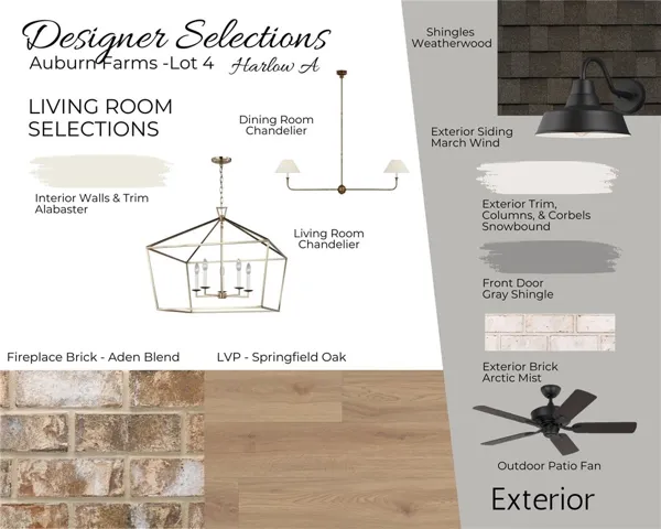 Auburn Farms Lot 4 - Exterior/Living Room - Selections - All plans, pricing and specifications are subject to change without notice.