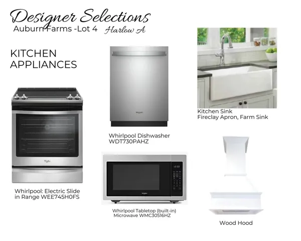 Auburn Farms Lot 4 - Appliances - All plans, pricing and specifications are subject to change without notice.