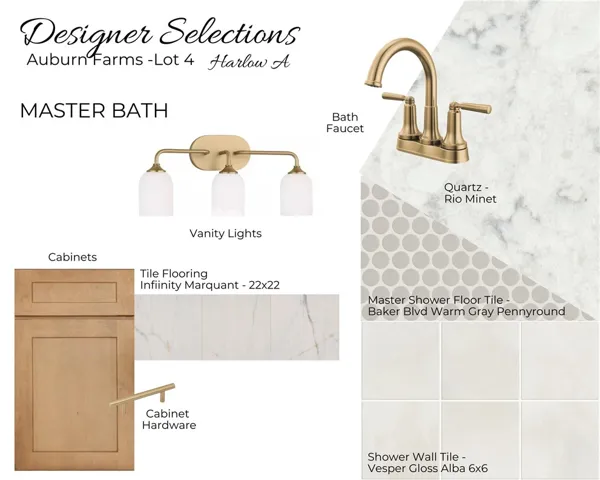 Auburn Farms Lot 4 - Primary Bath Selections - All plans, pricing and specifications are subject to change without notice.