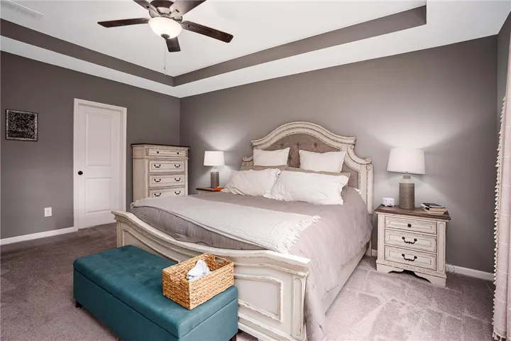 A quiet retreat featuring a tray ceiling.