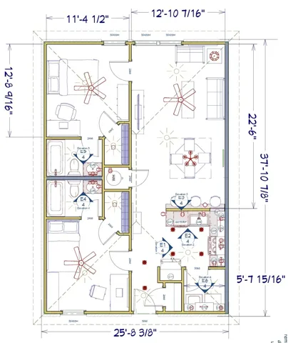 Visualize the flow and functionality of this thoughtfully laid out living space.
