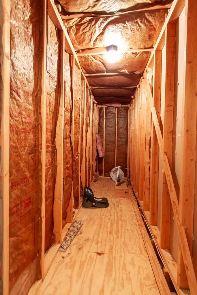 This house has 2 walk-in attic accesses.  This one is through the walk-in hall closet. This is the smaller of the two.
