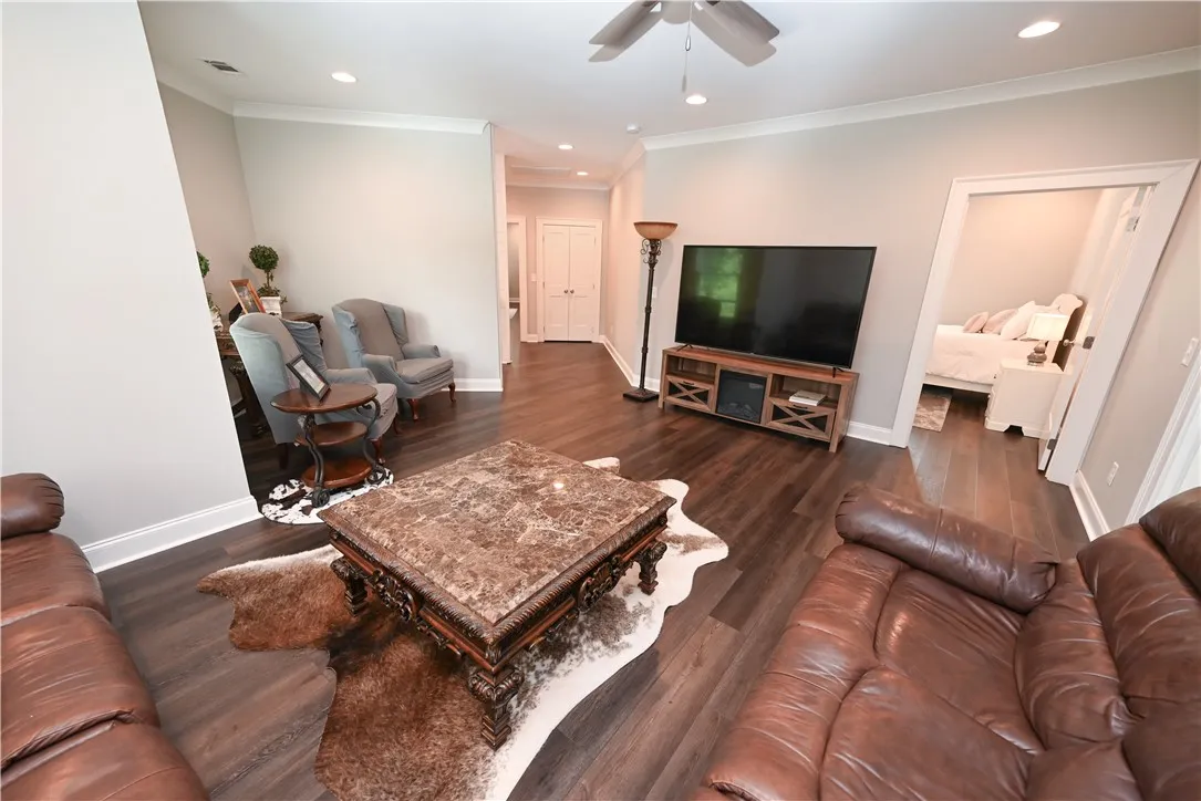 This living area is the perfect central entertainment hub for the upstairs bedrooms.