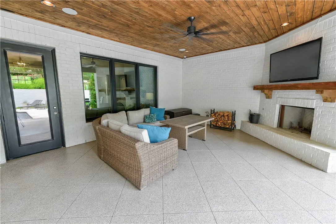 This stunning covered patio is located just off the home's great room.