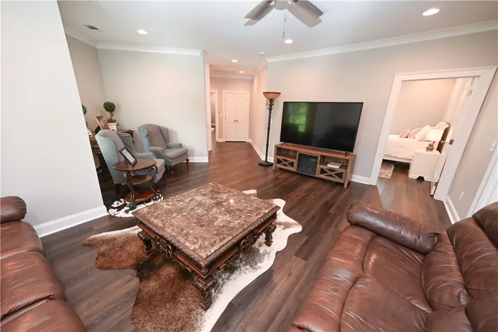 This living area is the perfect central entertainment hub for the upstairs bedrooms.