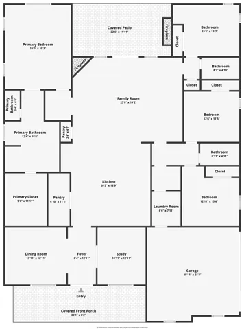 A thoughtfully arranged floor plan unveils spacious living areas and private retreats.