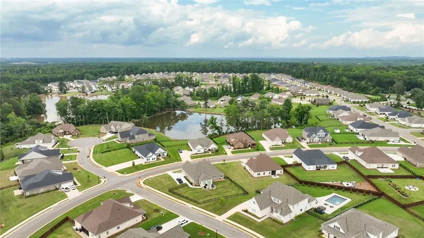 An aerial panorama of Hidden Lakes.