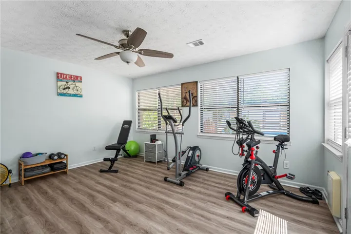 Well-lit room provides a flexible space for an exercise room or creative pursuits.