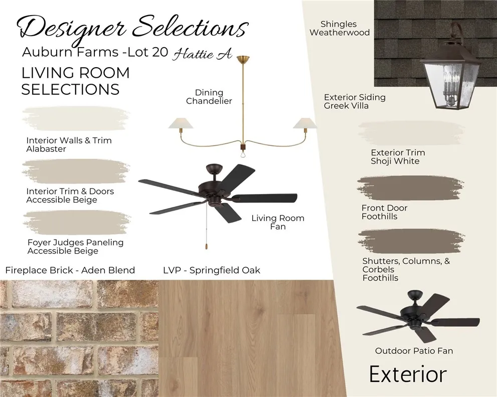 Auburn Farms Lot 12 - Exterior/Living Room Selections - All plans, pricing, and specifications are subject to change without notice.
