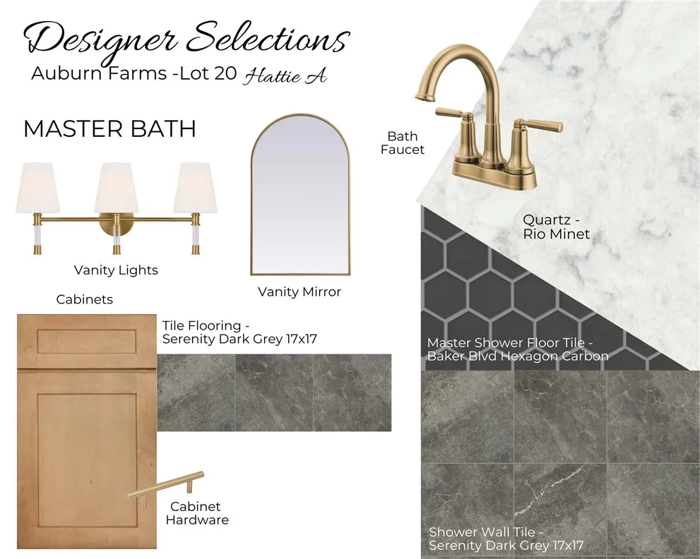 Auburn Farms Lot 12 - Primary Bathroom Selections - All plans, pricing, and specifications are subject to change without notice.