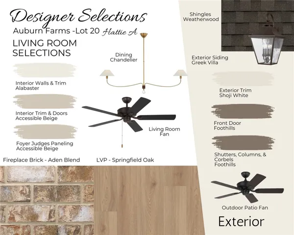 Auburn Farms Lot 12 - Exterior/Living Room Selections - All plans, pricing, and specifications are subject to change without notice.