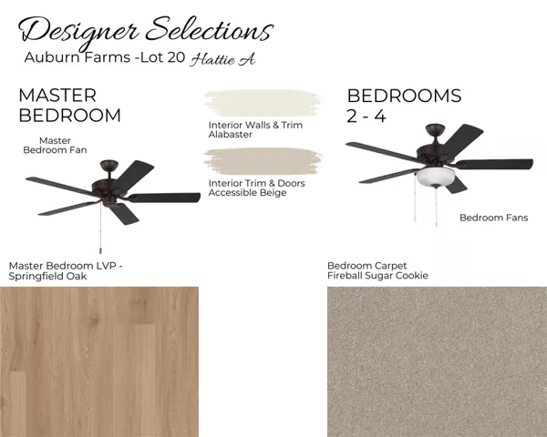 Auburn Farms Lot 12 - Primary & Bedrooms Selections - All plans, pricing, and specifications are subject to change without notice.