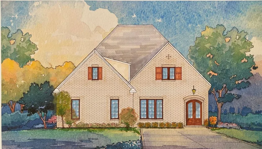 A charming brick residence awaits, nestled amidst verdant landscaping.