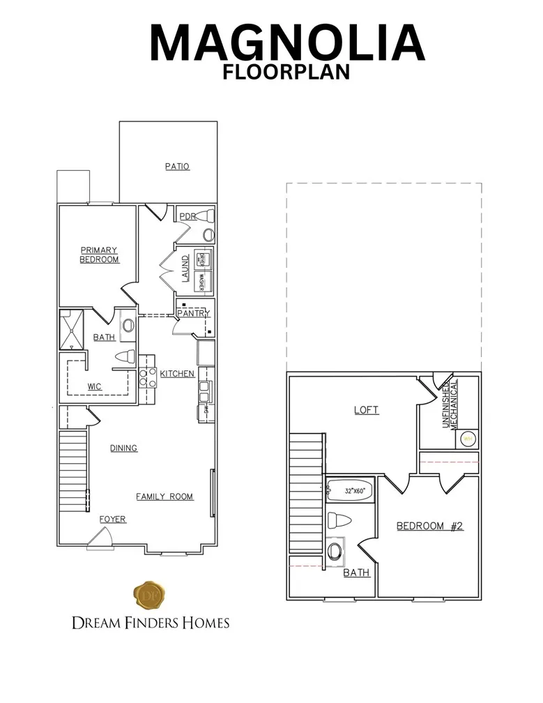 Explore the functional layout of the Magnolia floorplan, featuring distinct living spaces across multiple levels.