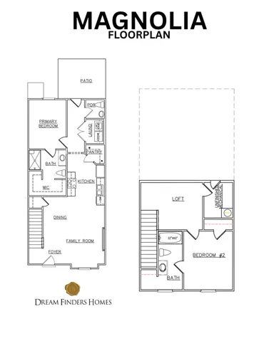Explore the functional layout of the Magnolia floorplan, featuring distinct living spaces across multiple levels.