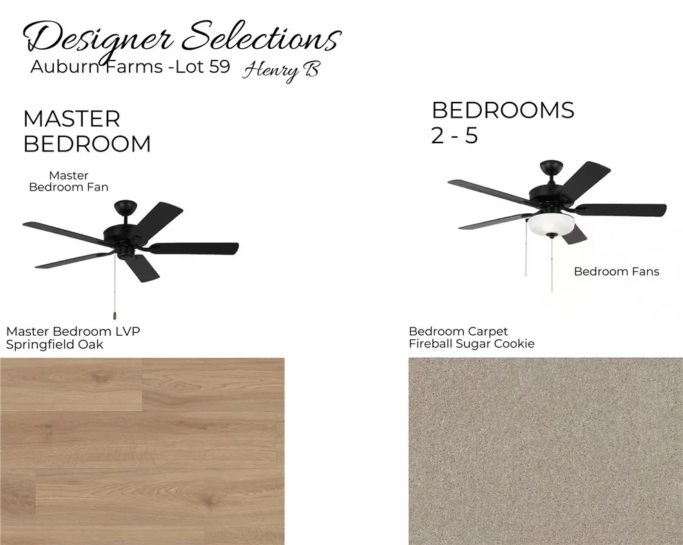 Auburn Farms Lot 59 - Designer Selections - Primary & Bedrooms - All plans, pricing and specifications are subject to change without notice.
