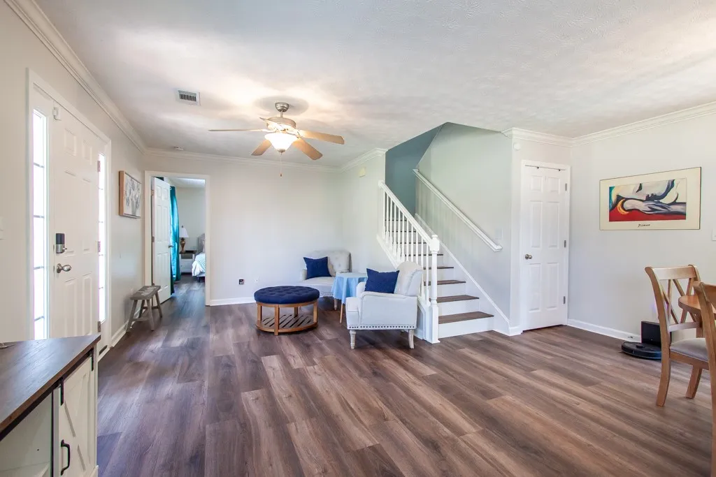 Enjoy the downstairs living room with this open floorpan.