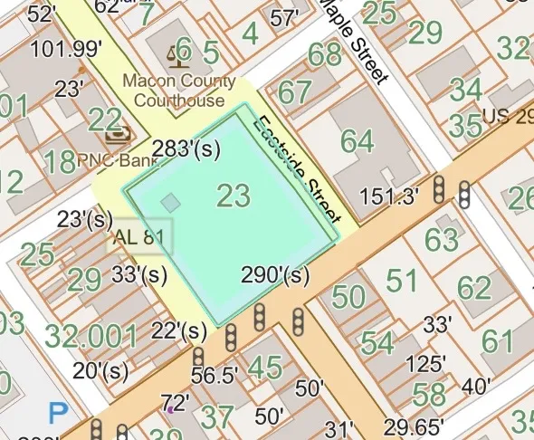 Visualize property lines and surrounding landmarks with this detailed plat map.