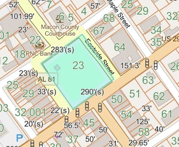 Visualize property lines and surrounding landmarks with this detailed plat map.