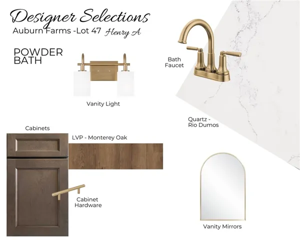 Auburn Farms Lot 47 - Designer Selections - Powder Bath Selections - All plans, pricing and specifications are subject to change without notice.