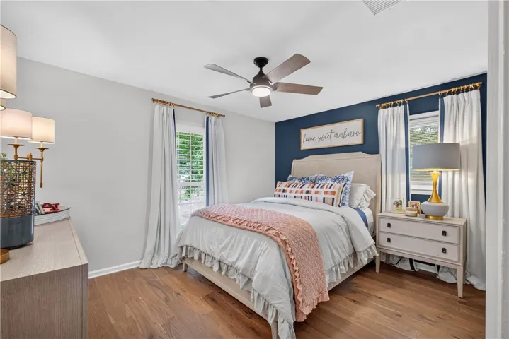 Inviting well-lit bedroom.