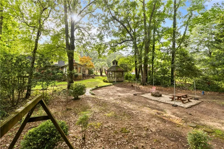 large, flat, shady back yard