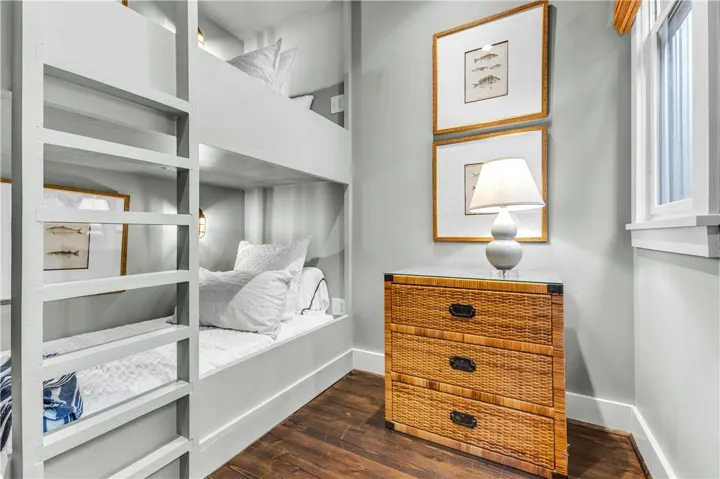 Bunk beds provide efficient sleeping arrangements for a compact living space.