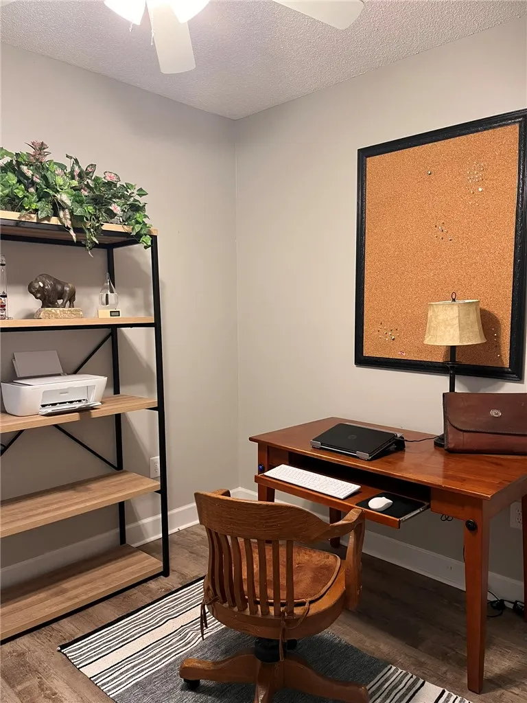 A well-appointed home office provides a quiet and productive work-from-home environment.