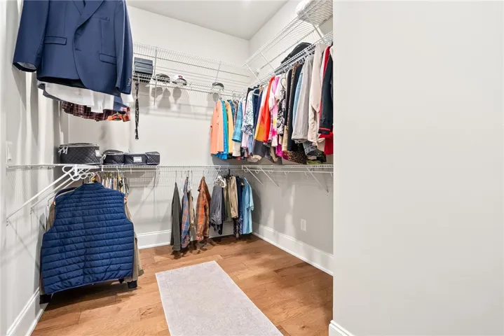 Ample storage solutions define this practical walk-in closet.