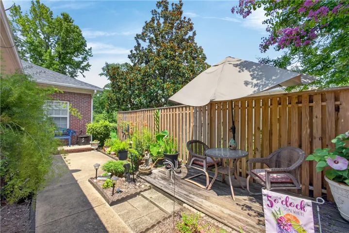 An inviting outdoor patio offers a delightful space for relaxation and enjoyment.