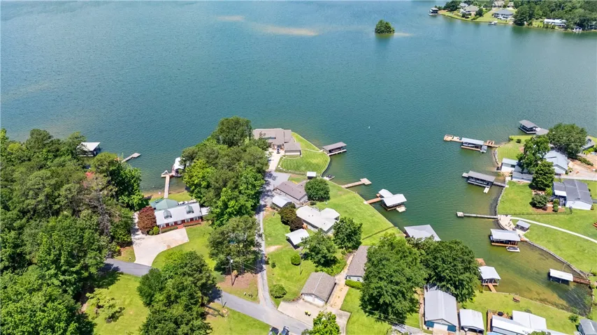 Discover expansive lakefront living with multiple private docks and lush green landscapes.