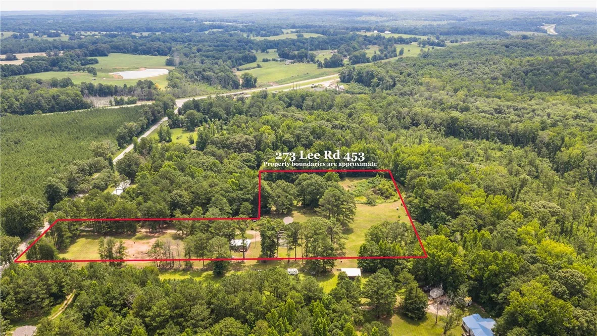 An aerial perspective reveals a vast, verdant landscape with a serene pond, offering ample space for development.