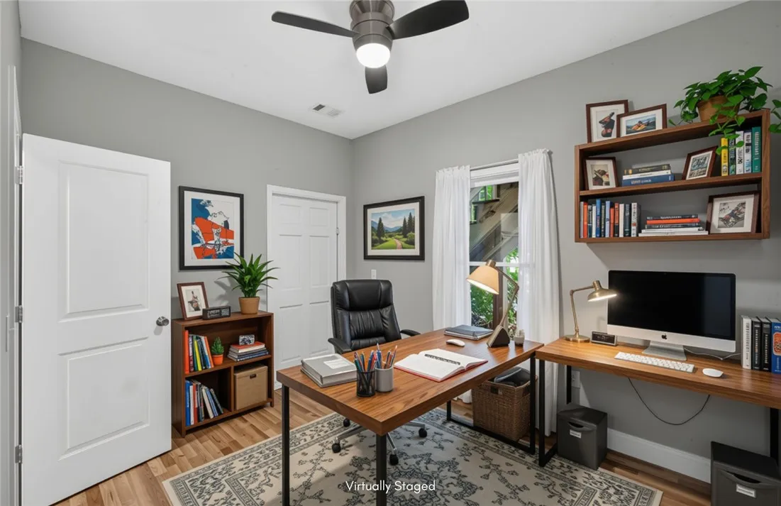Virtually staged home office.