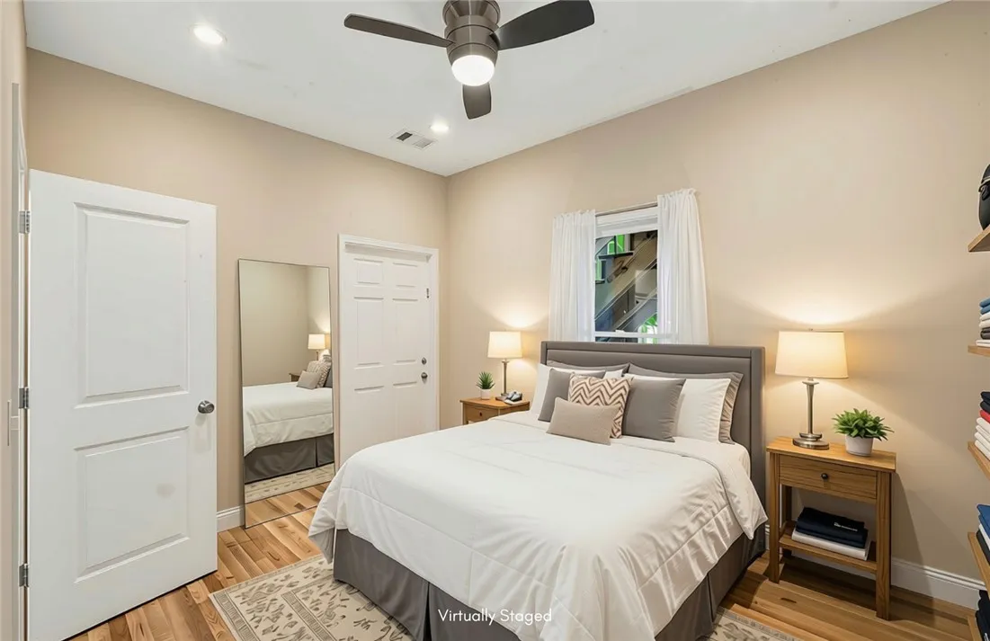 Virtually staged bedroom.
