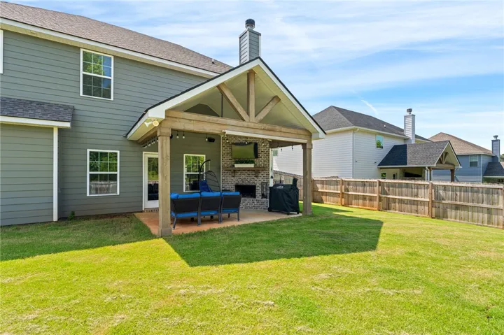 Game day porch with fireplace