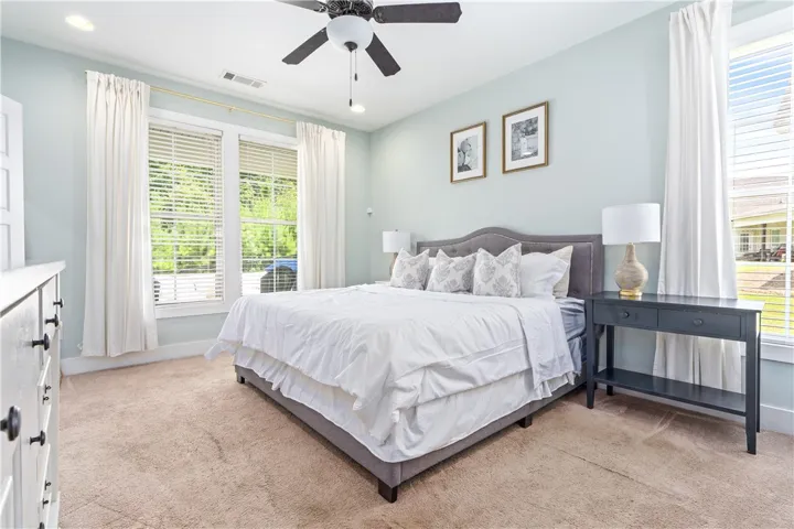 Primary bedroom overlooking the backyard.