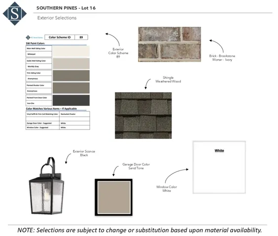 Selected architectural finishes and curated color schemes guide the custom exterior design process.
