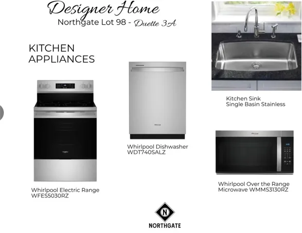 Designer Selections for Northgate Lot 98 - Kitchen Selections - All plans, pricing, & specifications are subject to change without notice.